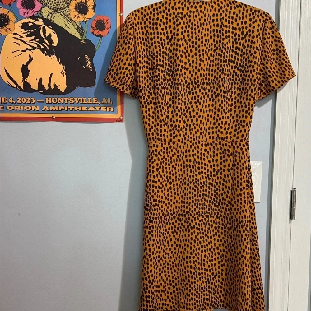 J.Crew Orange and Navy Cheetah Print Wrap Dress